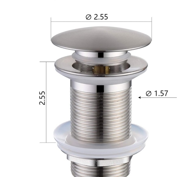Sink Pop Up Drain Head without Overflow - 1 1/4 - Picture 2 of 6